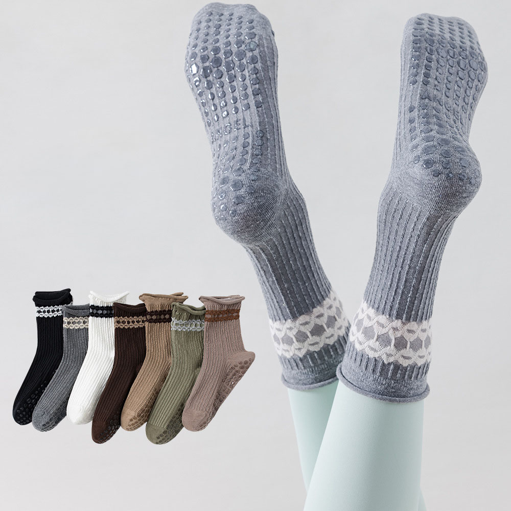 Medias Para Pilates Y Yoga - Yoga Sokken Dames Katoen Rolrand Stippen