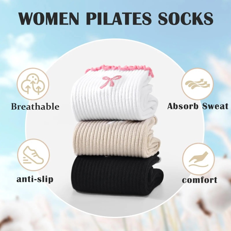 Pilates & Yoga Vida - Professionele yogasokken, katoenen band met siliconen