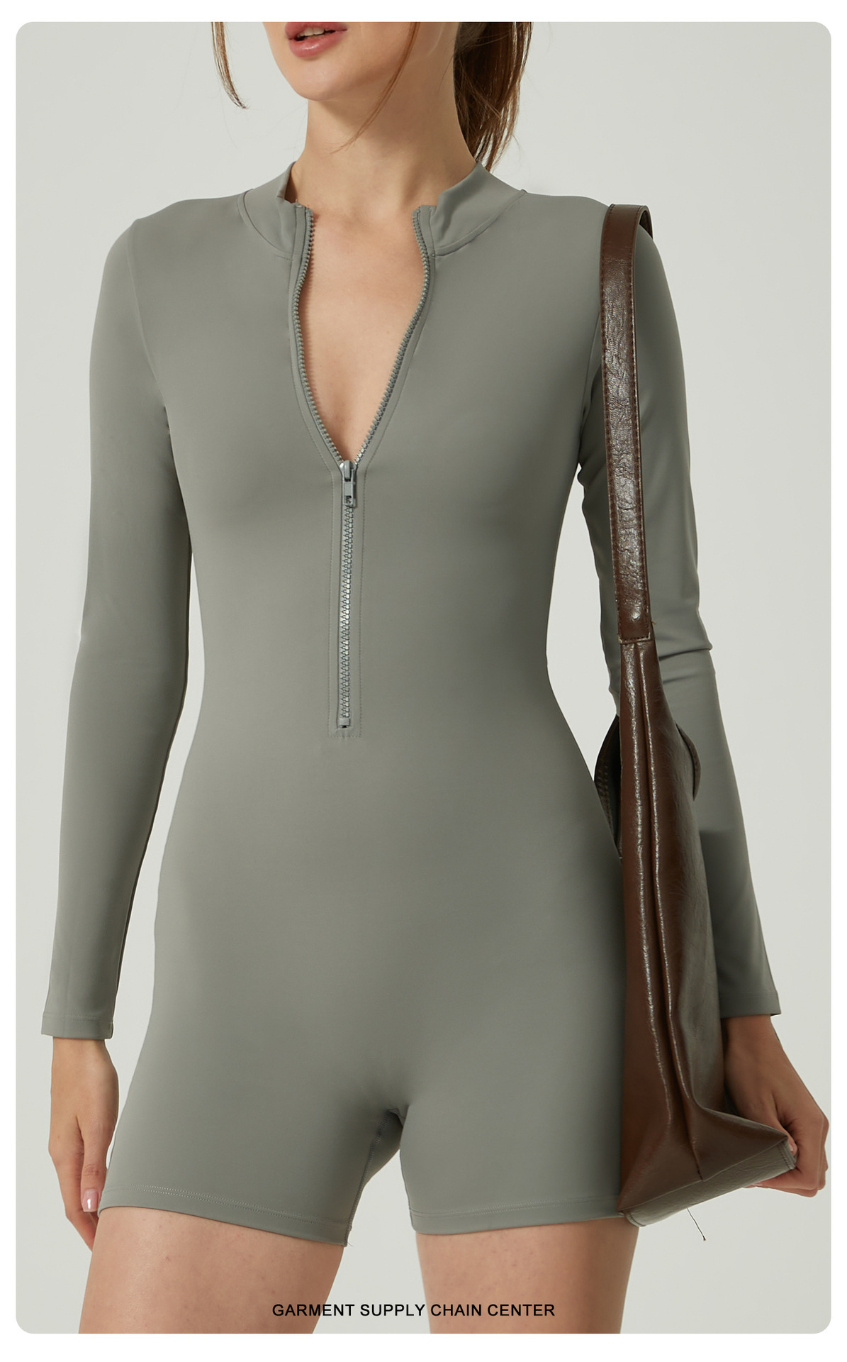 Pilates Yoga One - Lange mouw rits korte workout jumpsuit