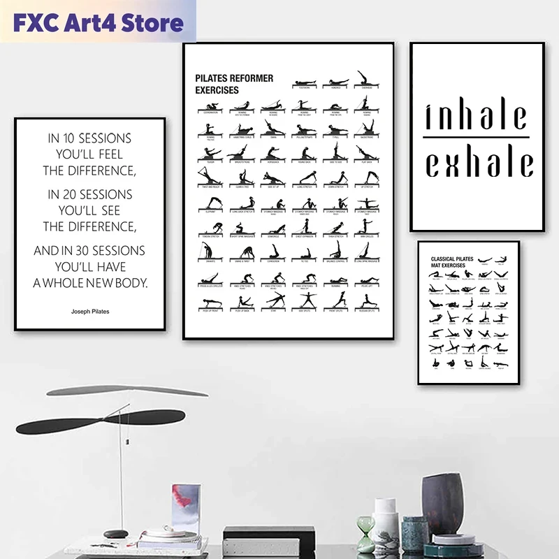 Pilate Yoga Workout - Frameloze Pilates Workout Grafiek Poster Canvas